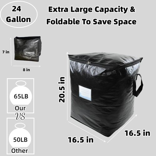 Heavy Duty Moving Bags by 3 Pack | Extra Large 91L Waterproof Storage Totes with Reinforced Handles