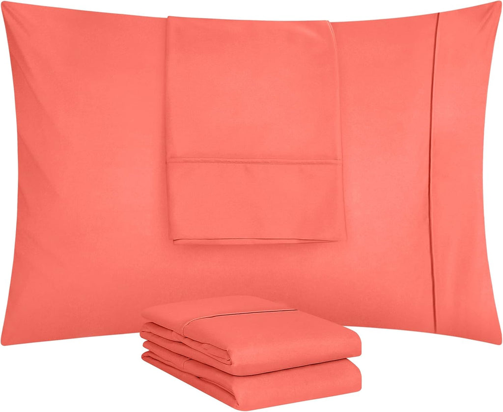 Utopia Bedding Queen Pillow Cases - 4 Pack - Soft Brushed Microfiber | Fade Resistant 20 x 30 Inches (Coral)