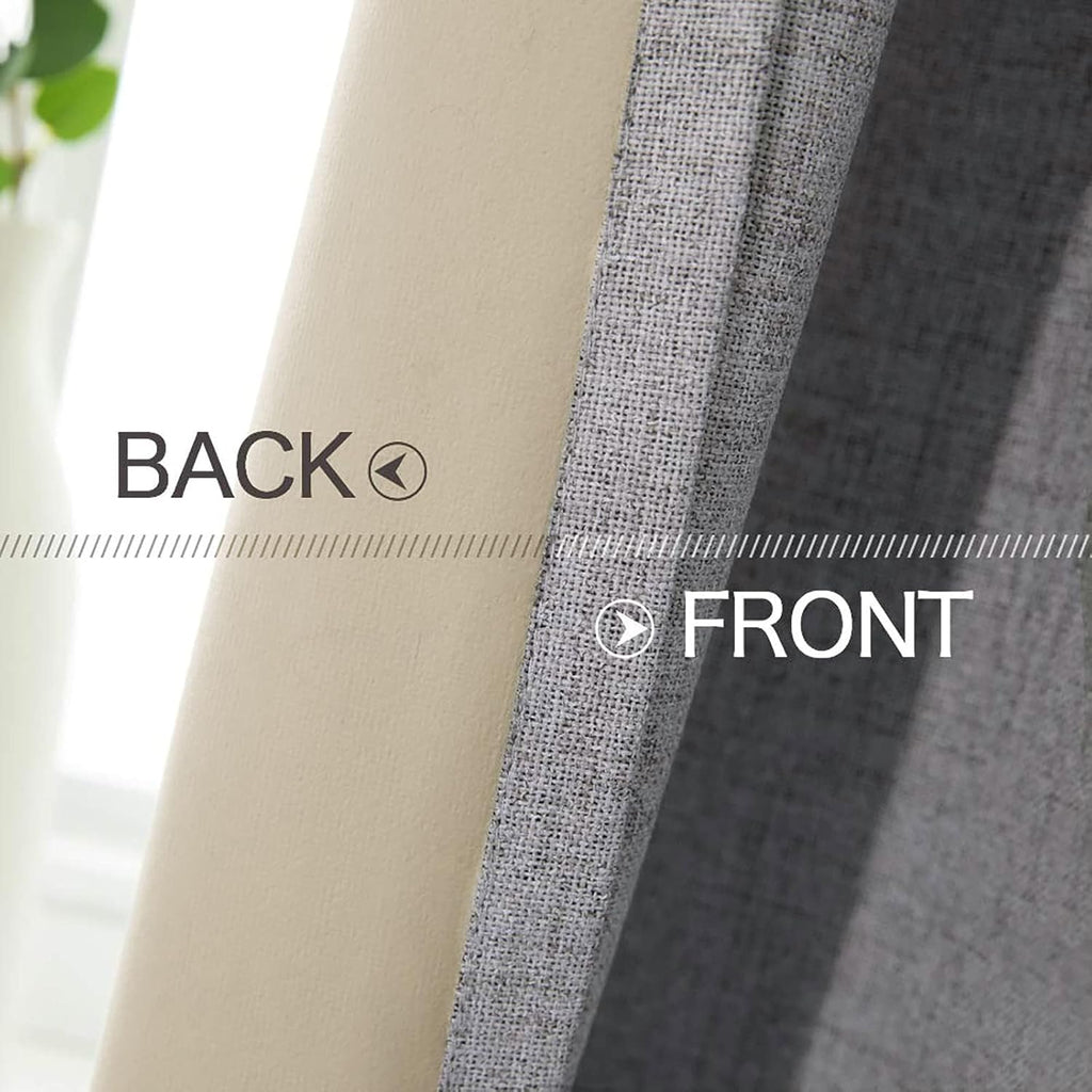 MIULEE Blackout Curtains - 100% Thermal Insulated Linen Texture Drapes | Grey, 52x72 Inch (2 Panels)