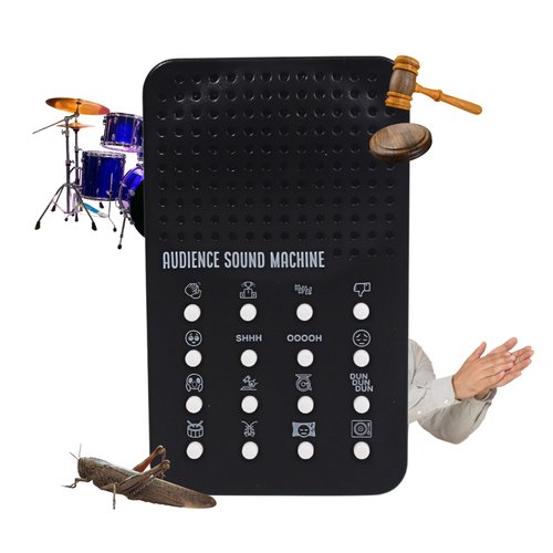 Audience Sound Machine with 16 Cheers, Boos, Applause, Cheering, Cricket Noises, Rim Shot, Record Scratch - Portable Electronic Audience Themed Sound Maker for Kids with 16 Effects - Practical Joke