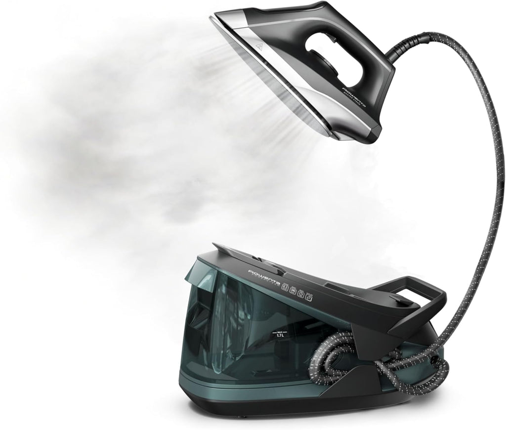 Rowenta Professional Steam Iron - Master Steam Station with Stainless Steel Soleplate, 1750 Watts, 57 Oz, Black/Green