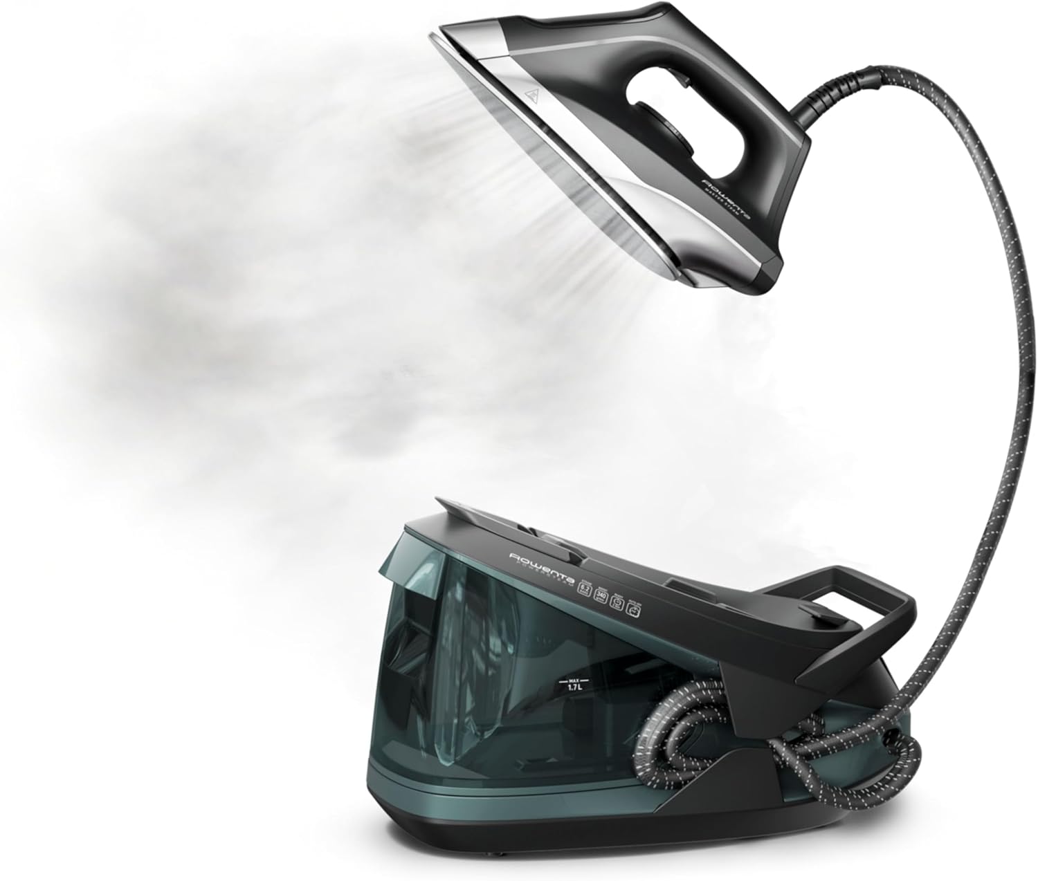 Rowenta Professional Steam Iron - Master Steam Station with Stainless Steel Soleplate, 1750 Watts, 57 Oz, Black/Green