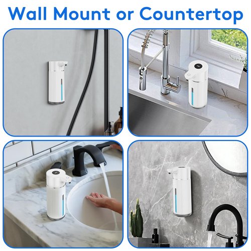 2026 Upgrade Automatic Soap Dispenser Touchless, 14.2oz/420ml Dish Hand Soap Dispenser for Bathroom and Kitchen, 4 Adjustable Volume, USB Rechargeable, Clog-Free, Large Capacity, White