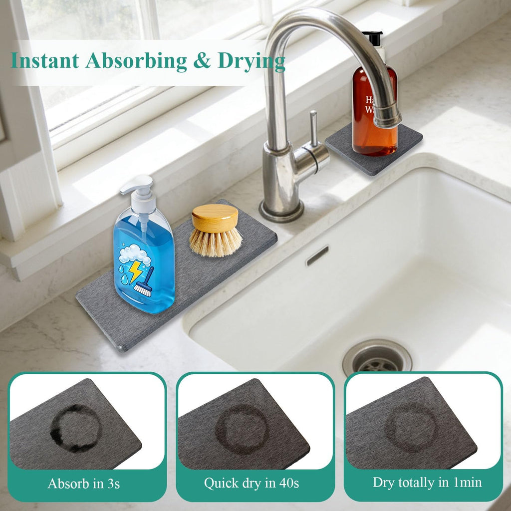 Water Absorbing Stone Tray by Skiennix - Instant Dry Diatomite Sink Coasters | 3PCS Kitchen Sponge Holder