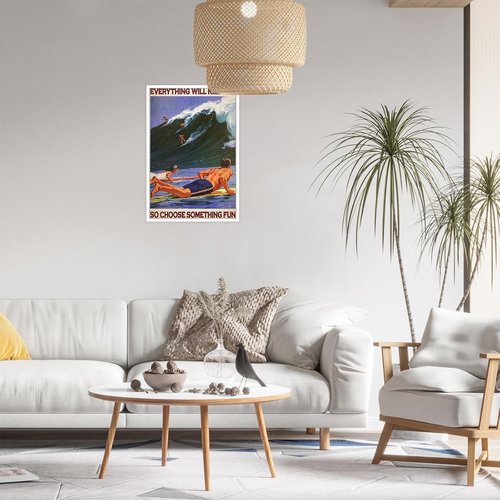 Enveable Retro Hawaii Surfing Poster - Tropical Beach Art Print | 12x16in Unframed Decor