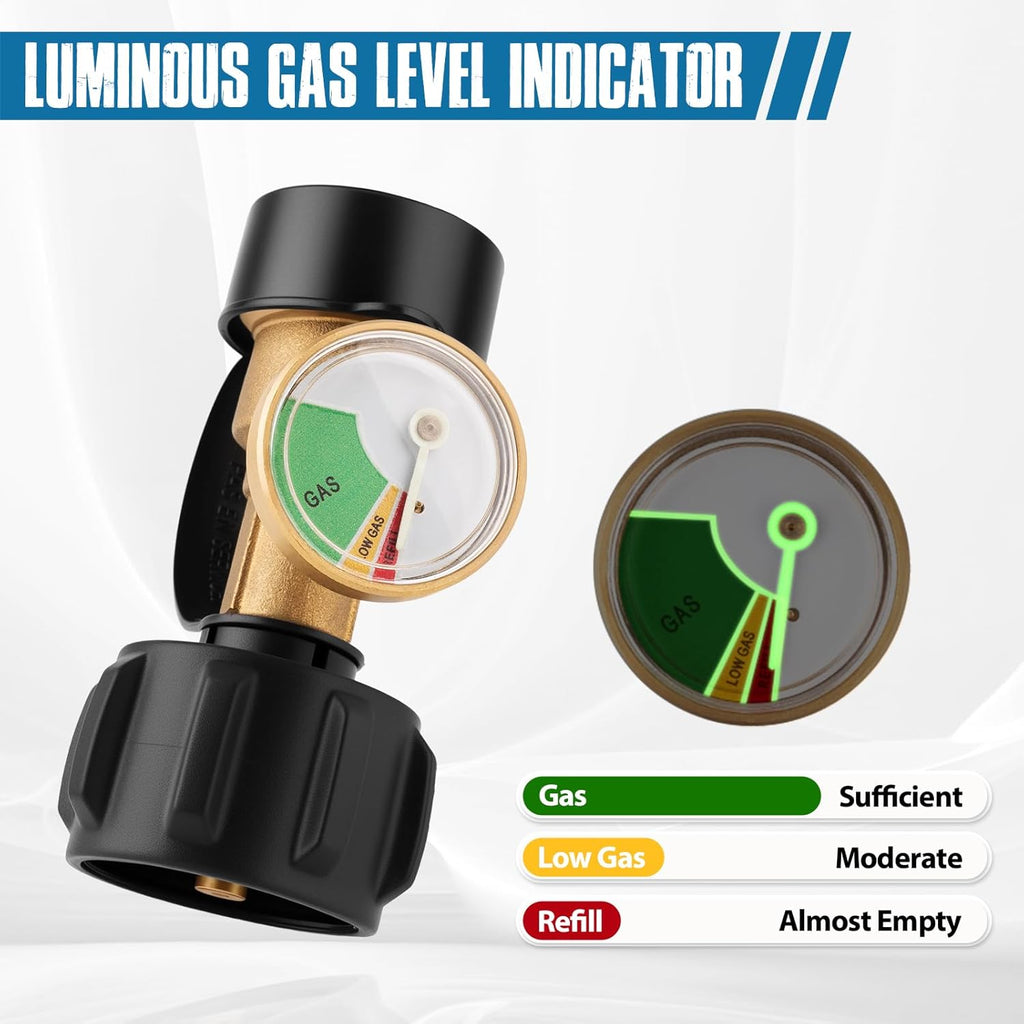 Siziviki Propane Tank Gauge & Leak Detector - Gas Pressure Meter for 5-40 lb Tanks | Universal QCC-1 Connection