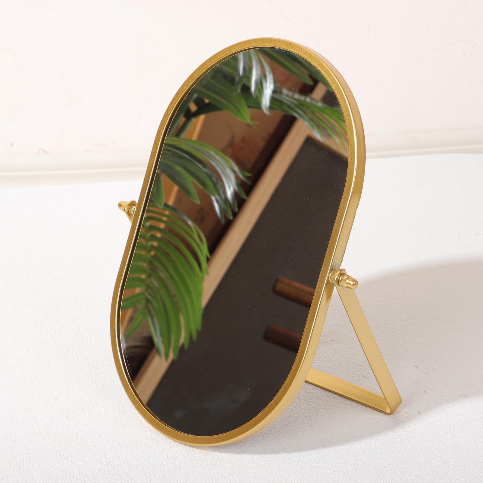 Numjeg Tabletop Mirrors Makeup Mirror Portable Vanity with Metal Frame Desk Table Mirror with 180°Adjust Dressing Room Rotate Good for Bedroom Bathroom