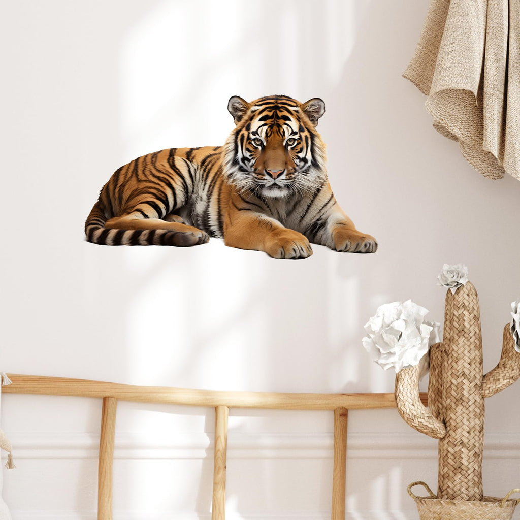 RoyoLam Lifelike Lying Tiger Wall Decal Nursery Jungle Animal Wall Sticker Removable Peel and Stick Wall Art Decor for Kid Baby Classroom Preschool Living Room Playroom Bedroom School