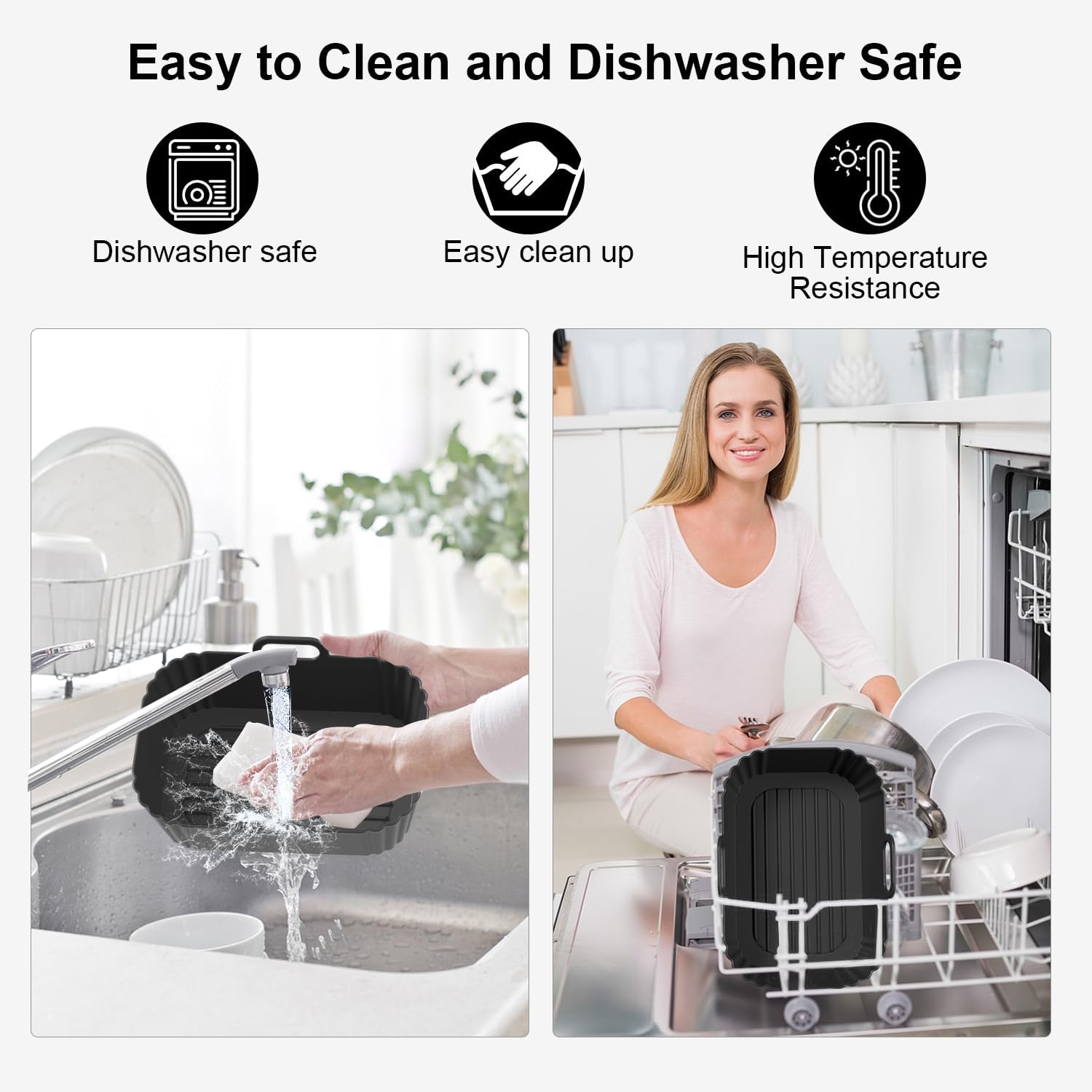 Silicone Air Fryer Liners - Reusable 2 Pack for Ninja Foodi & COSORI 9QT | Fits 8-10QT Dual Baskets