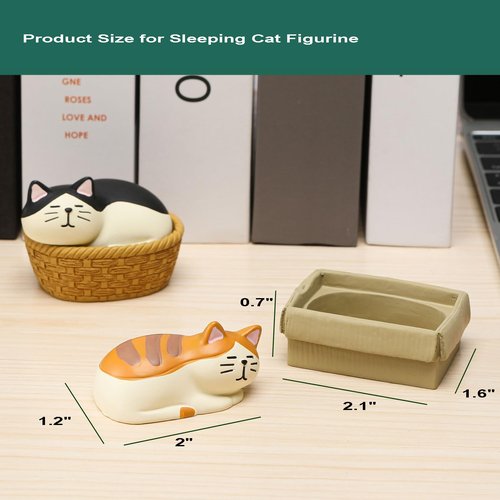 Hora de Lima Miniature Cat Figurine kit Mini Resin Statue for Office Desk Figurine Organizer for Nightstand Garden Fairy Accessories Deco Car Dashboard Gift for Cat Lovers