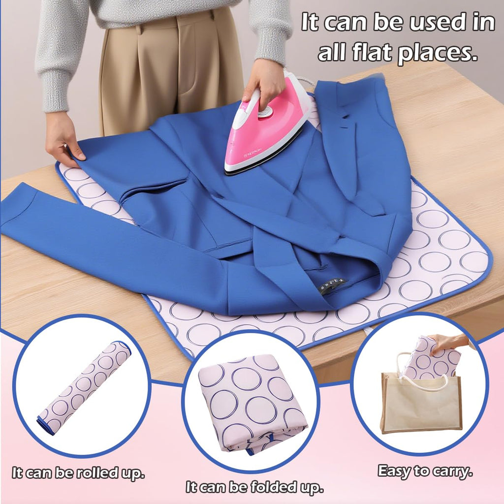 Portable Ironing Blanket Thick Ironing Mat Anti Slip for Table Top Foldable Over The Door Ironing Board Ideal for Home, Travel mall Spaces（Large 47.2"×23.6"）