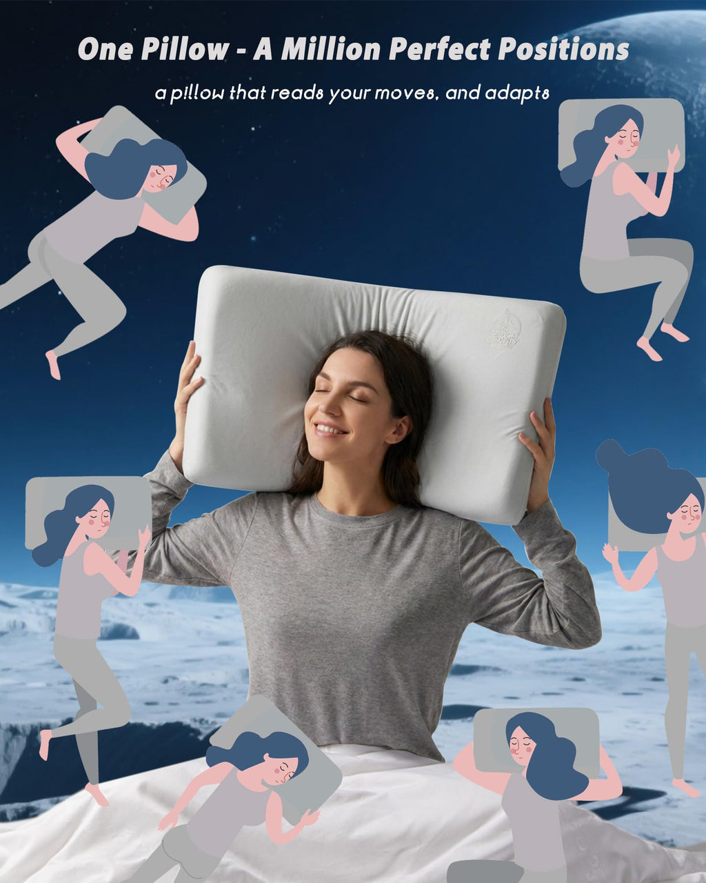 mendale Memory Foam Pillows for Sleeping, Cooling Bed Pillow for Neck Pain Relief, Queen Size Contour Design for Side Back Stomach Sleepers with Travel Pouch - Frim But Soft (4 Inches)