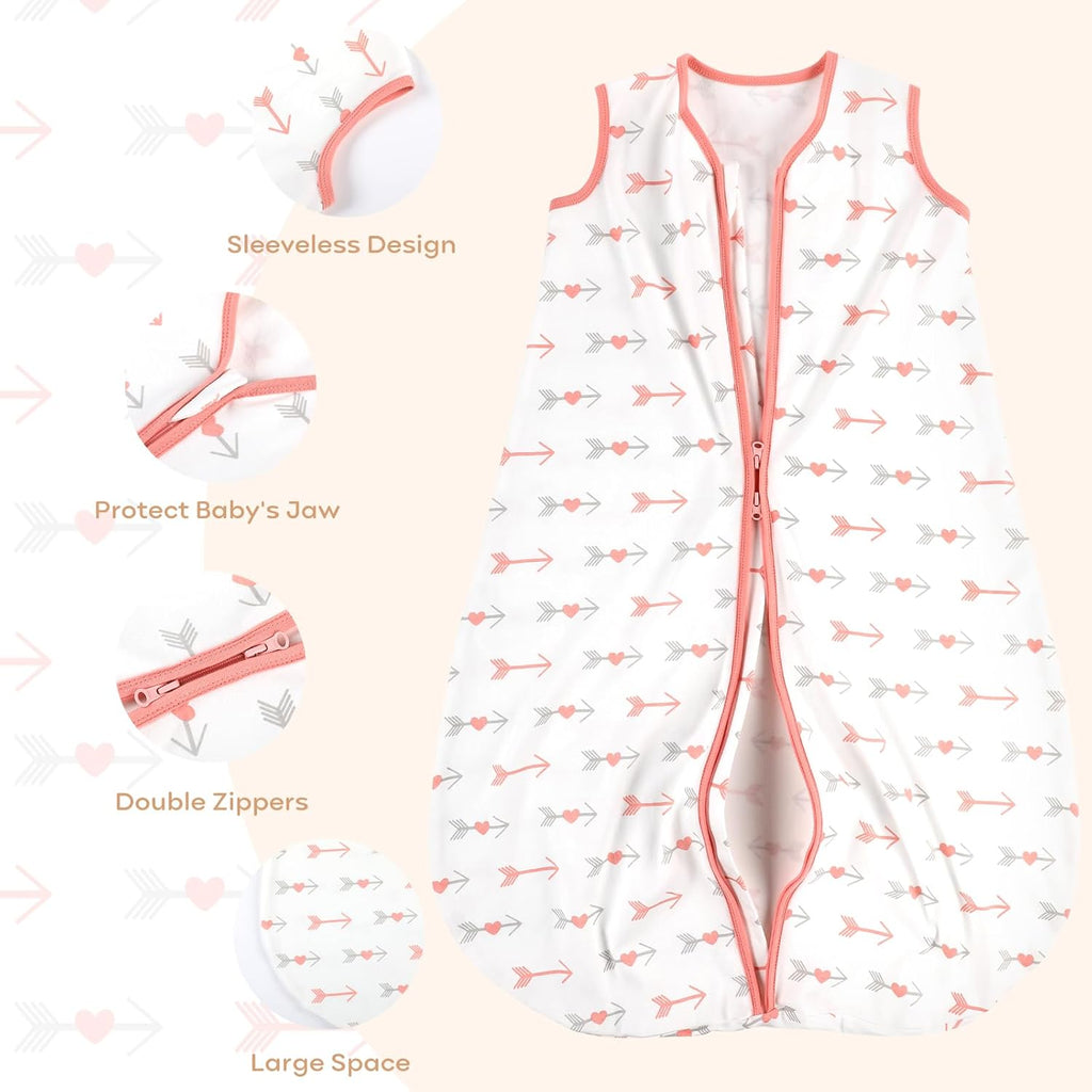 Yoofoss Baby Sleep Sack - 100% Organic Cotton Wearable Blanket for 0-6 Months | Lightweight 2-Way Zipper