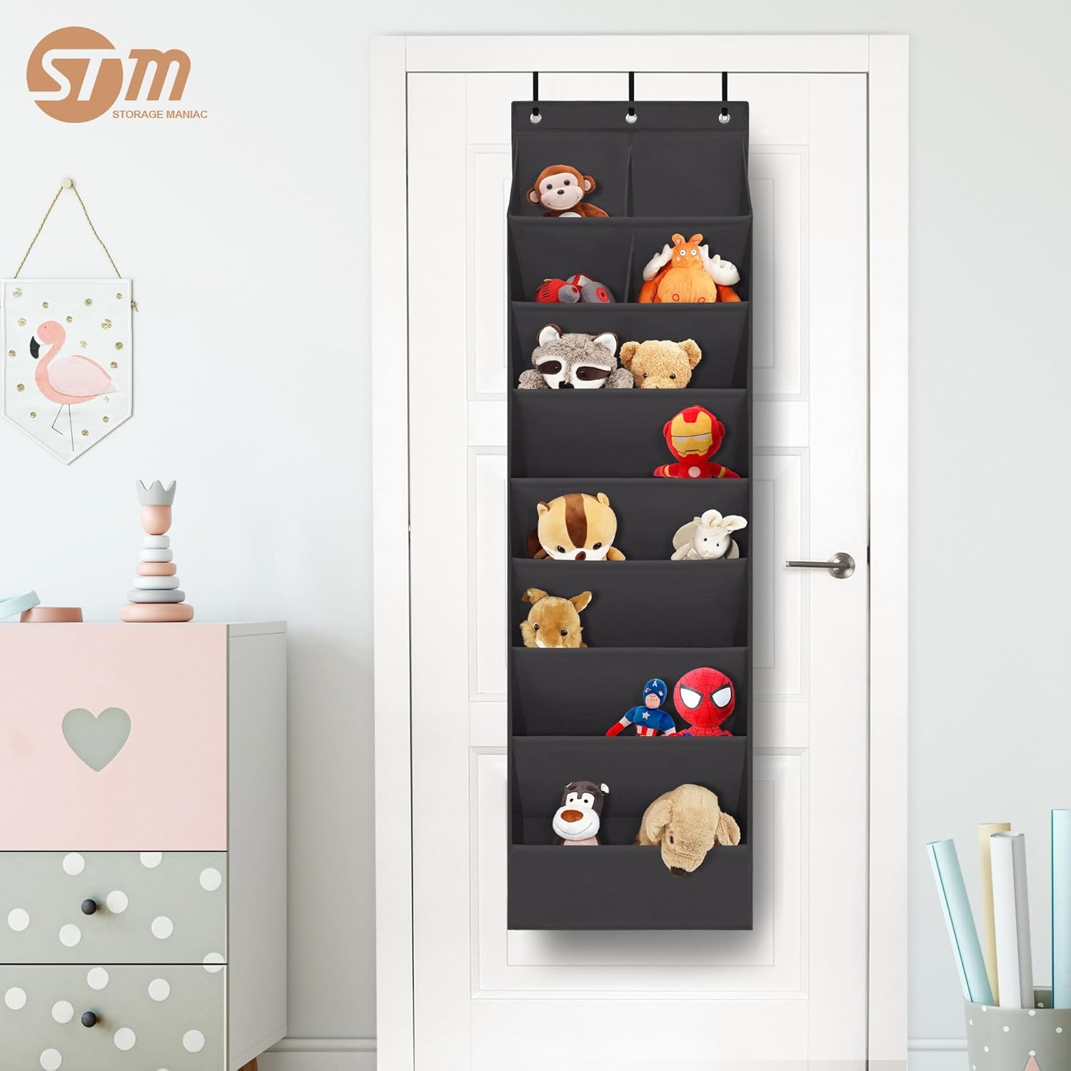 Storage Maniac Over The Door Shoe Organizer - Heavy-Duty Hanging Rack with Deep Pockets | Black, 1 Pack