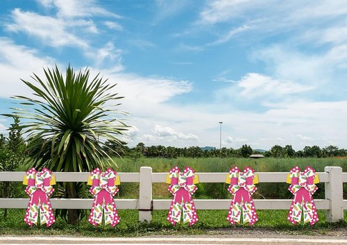 ALIBBON Large Flip Flop Bows - Vibrant Summer Wreath Bows in Red & Yellow for Indoor/Outdoor Decor