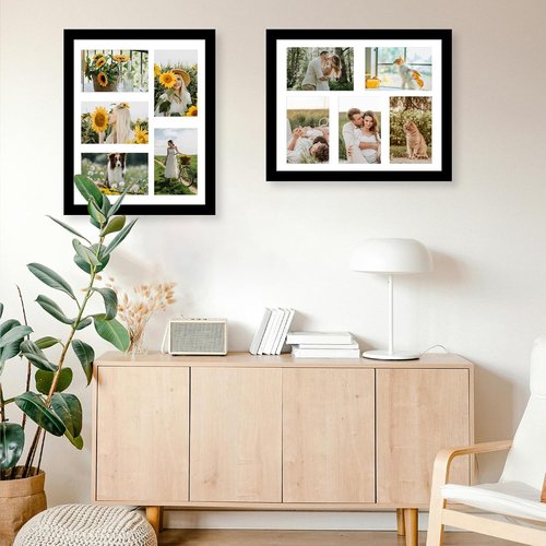 JCJMY 11x14 Picture Frame - Stylish 4-Opening Collage Frame for 4x6 Photos | Lightweight Black Design