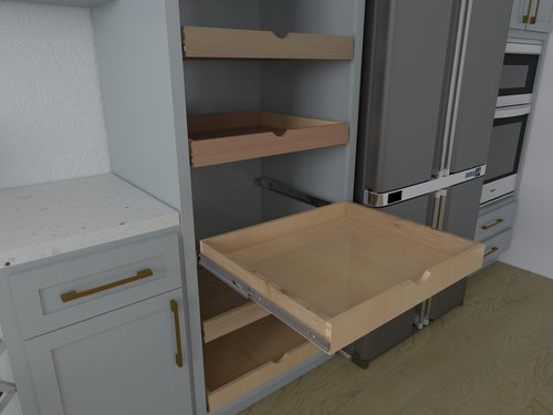 Solid Wood Pull Out Drawer 27" W × 21" D for Kitchen Cabinets, Roll Out Tray with Full Extension Slides, Natural Wood, DIY Assembly