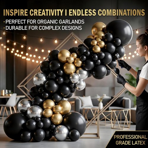 Bezente Pro Duralatex Black Balloons - 100 Pack of 12-Inch Extra-Thick Balloons for Lasting Party Decor