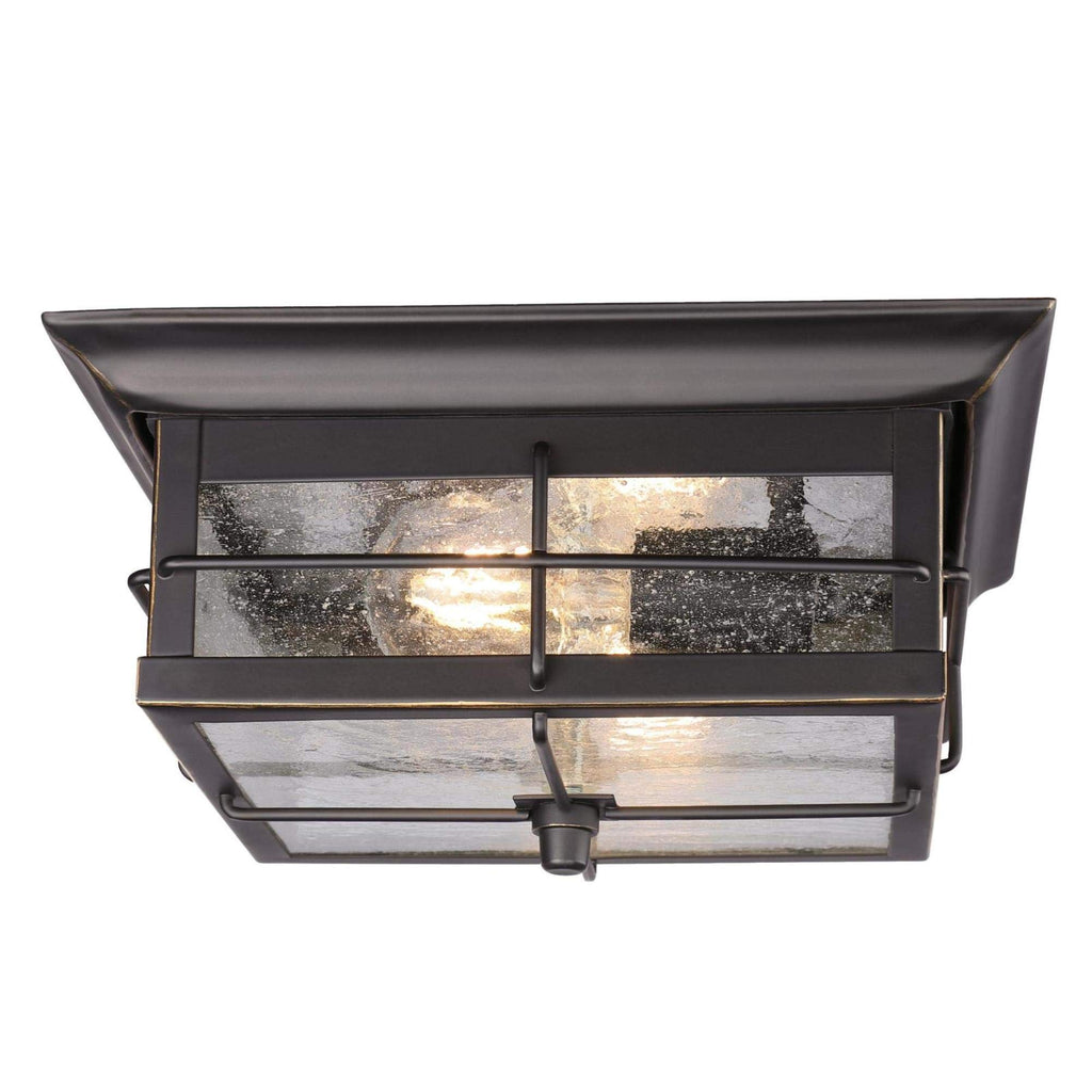 Westinghouse 6578400 Orwell 2 Light Outdoor Flush Mount Fixture in Oil Rubbed Bronze and Clear Glass, 6578400