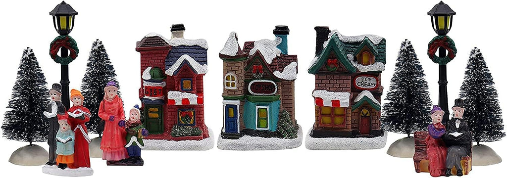 Resin Christmas Village Set - Charming Figurines, Houses & Accessories for Festive Indoor Decor