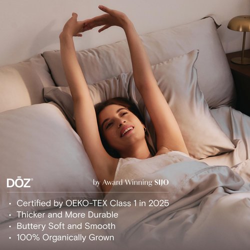 DOZ Sheet Set, 100% Viscose derived from Bamboo, Organically Grown, Buttery Soft, Cooling Sheets, High GSM, Deep Pockets - 3 Piece - 2 Pillowcases 1 Fitted Sheet (Olive, Queen)