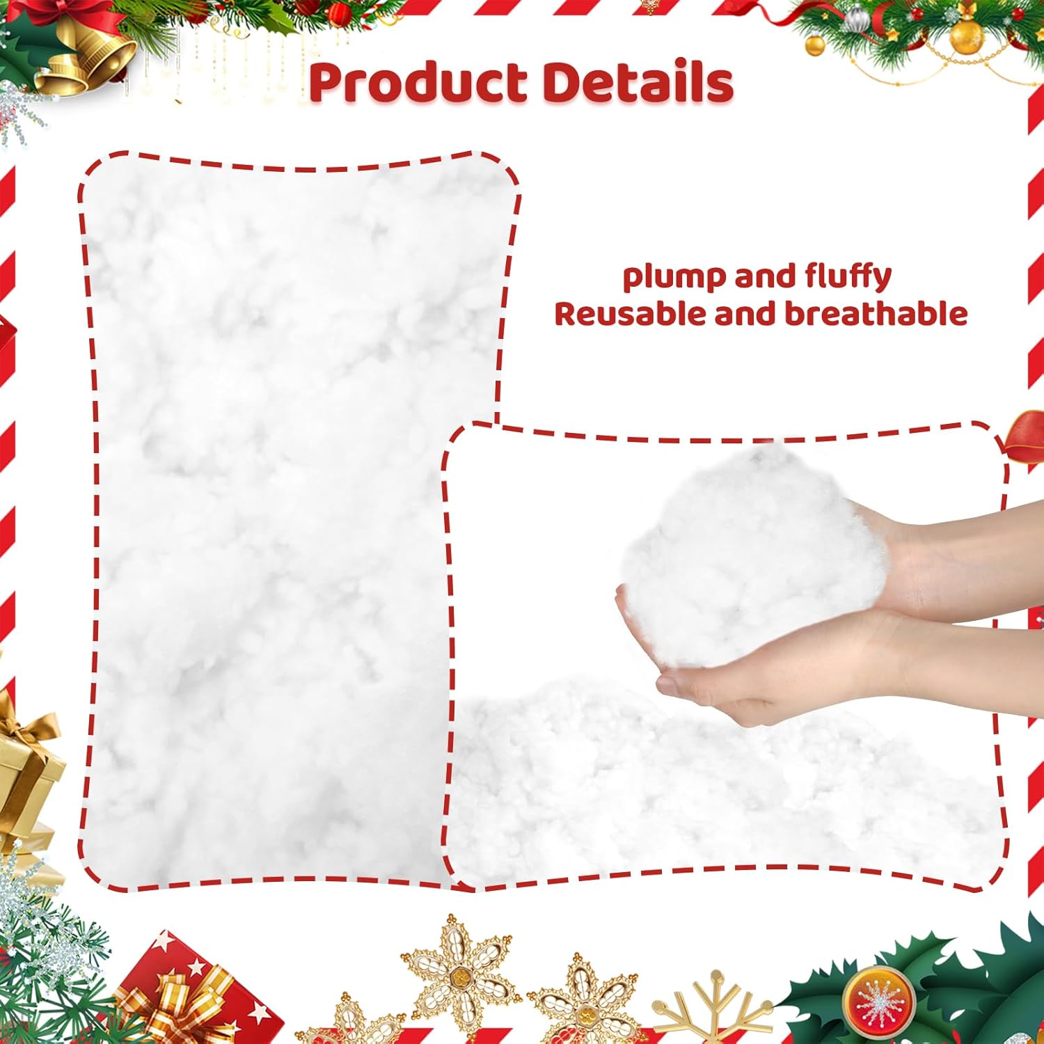 Skiennix Christmas Fake Snow Decor - Fluffy Artificial Snow Cotton for Indoor Decoration | 5.3oz