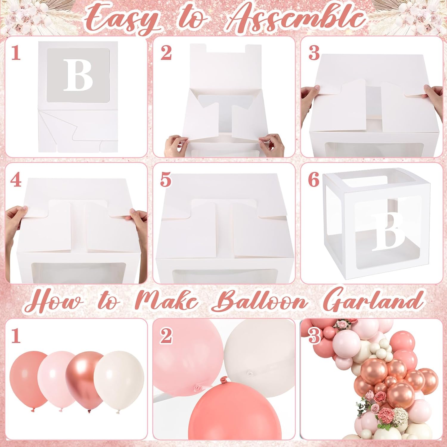 Winrayk Rose Gold Balloons - Floral Baby Shower Decorations | Pink Balloon Arch Kit for Girls