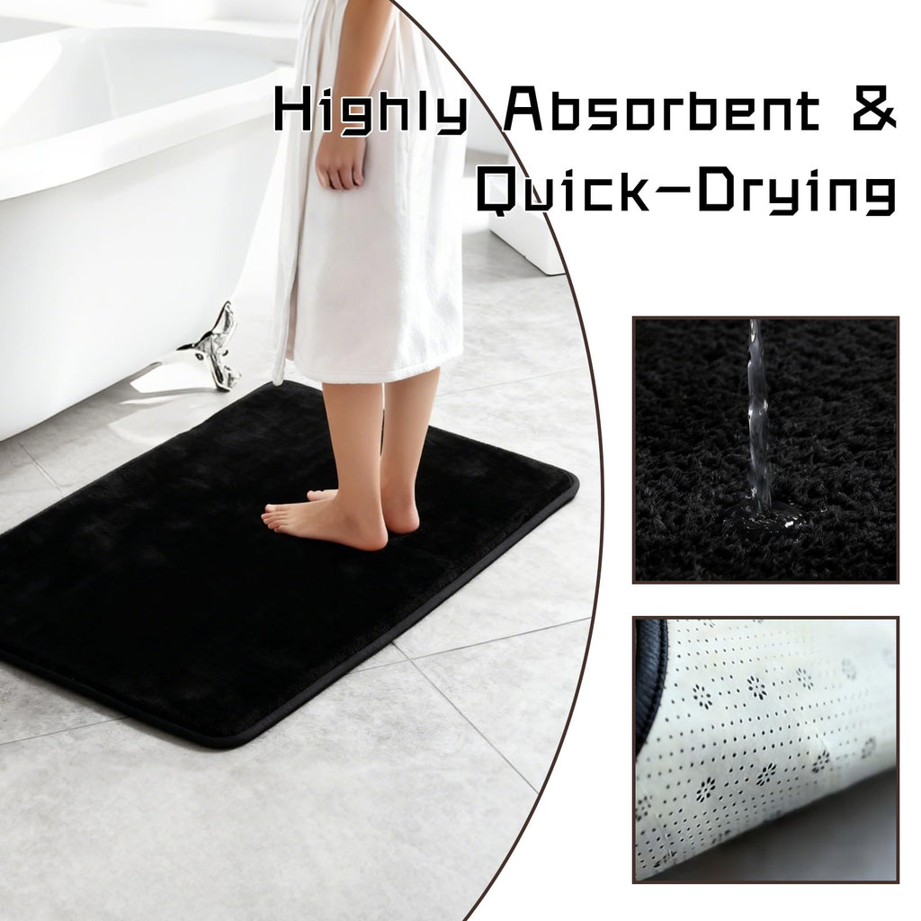 DHSUN Bathroom Rugs Sets 3 Piece, Plush Absorbent Microfiber Non-Slip Bathmat,Coral Fleece,U-Shaped Toilet mat, Bathroom mat, Bath, Shower