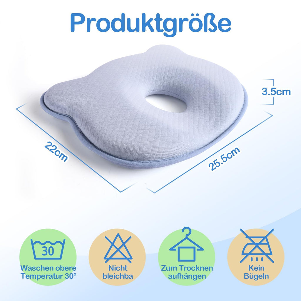 Memory Foam Baby Pillow,Cute Cartoon Bear Soft and Cozy Pillow, Breathable Bedding Set for Infants for Small Boys and Girls Prevent Flat Head Tummy