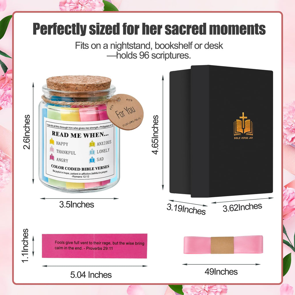 Mothers Day Mom Gifts for Mom Wife Grandma Daughter - Bible Verse Jar Graduation Gifts for Sister Friends Her Easter Basket Stuffers, Birthday Christmas Christian Presents for Women Religious Jar