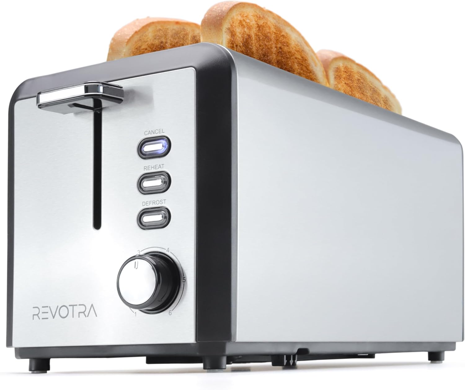 Regine Switzerland 4-Slice Stainless Steel Toaster - Extra Wide 1.5” Slots, 6 Shade Settings, Even Toasting