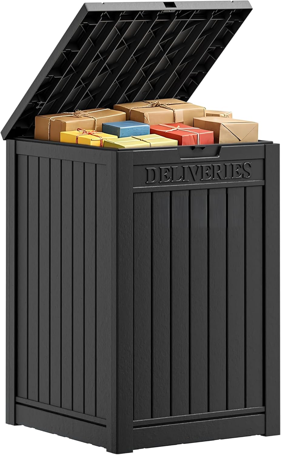 Skiennix Lockable Package Delivery Box - Waterproof Resin Outdoor Storage (57 Gallon, Black)
