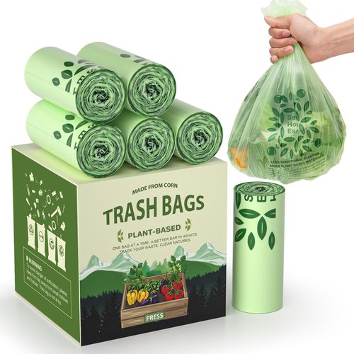 AYOTEE Small Compost Bags 2.6 Gallon Trash Bag, 150 Count Compostable Trash Bags 2.6 Gallon Compost Bag for Countertop Bin 1.3,2,3 Gallon, Small Waste Basket Liners for Bathroom Kitchen Office