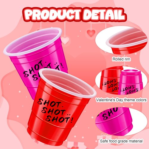 cssopenss 120 PCS 2 oz Pink And Red Shot Glasses Valentines Day Shot Glasses red pink Shot Cups for Party Wedding Birthday Family Gatherings & Games and Festive Celebrations