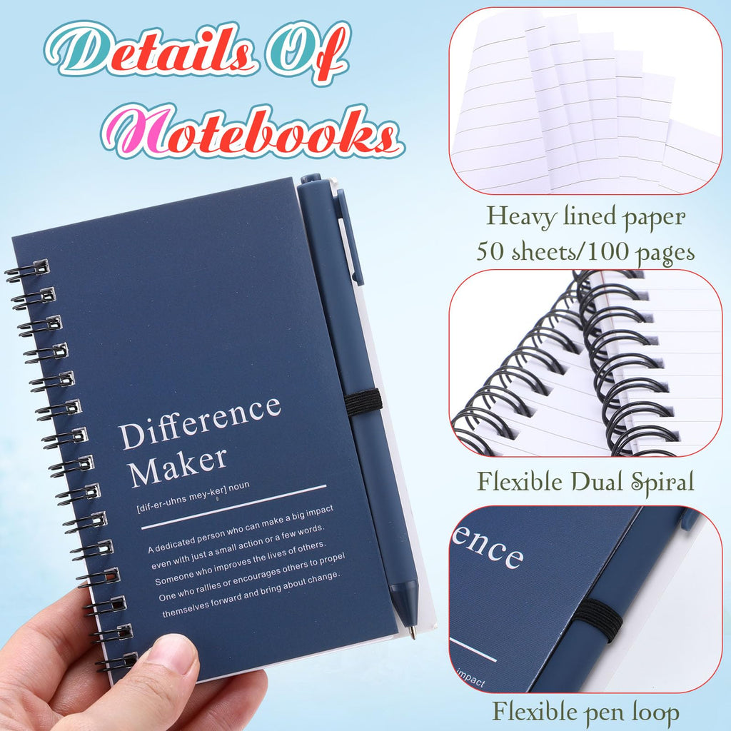 Marspark 20 Sets Difference Maker Gifts for Women Men, Employee Appreciation Gifts Bulk Inspirational Thank You Cup Motivational Notebooks with Pen for Team Teacher Coworker Office (Natural Color)