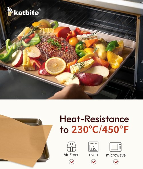 Katbite 200Pcs Heavy Duty Unbleached Parchment Paper Sheets - Perfect for Baking, Cooking & Frying (9x13 Inch)