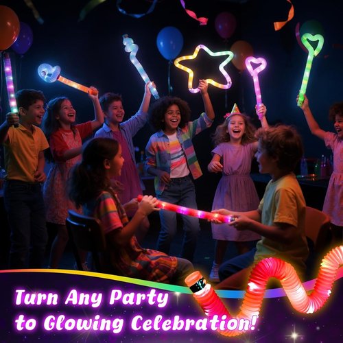 LovesTown 24PCS Glow Sticks - Light Up Party Favor Supplies for Kids | Neon Necklaces & Bracelets