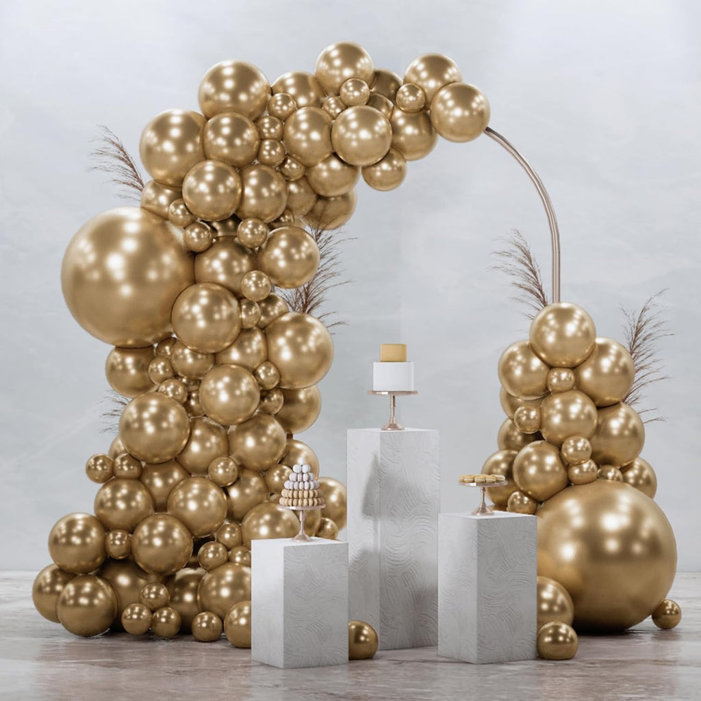PartyWoo Metallic Gold Balloon Arch Kit - 92pcs in Various Sizes for Birthday, Graduation & Wedding Decor