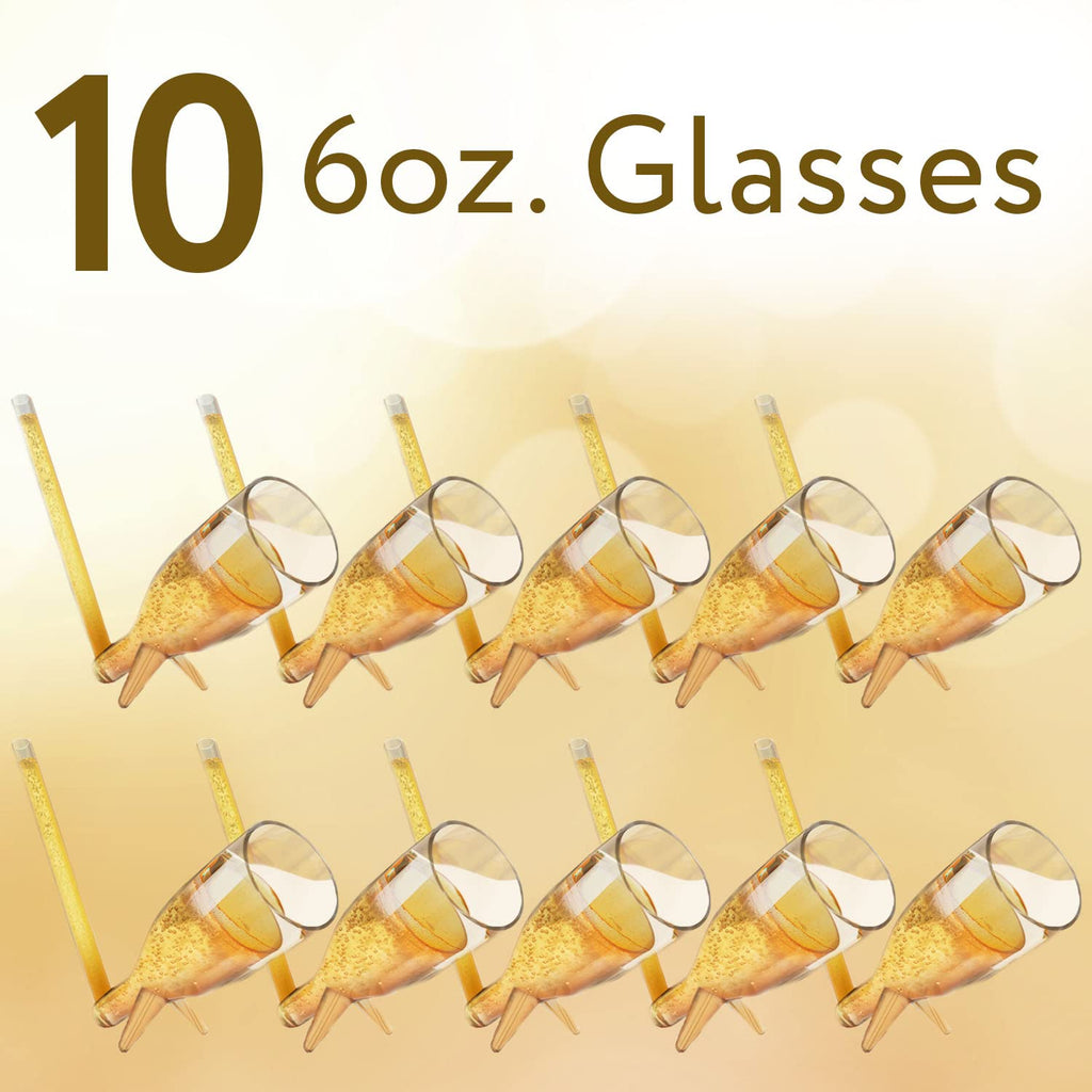 IMPRESA 10 Pack Champagne Shooter Plastic Glass Set - Champagne Glasses with Stands - Bachelorette Party Favors - Reusable Champagne Shooter Gifts for Bubbly Lovers - Champ Shooters