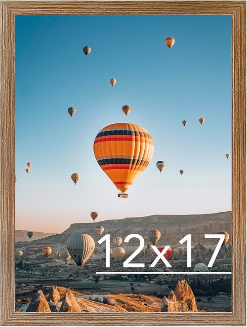 JCJMY 12x17 Rustic Brown Picture Frame - Versatile Wall Mounting for Horizontal or Vertical Display