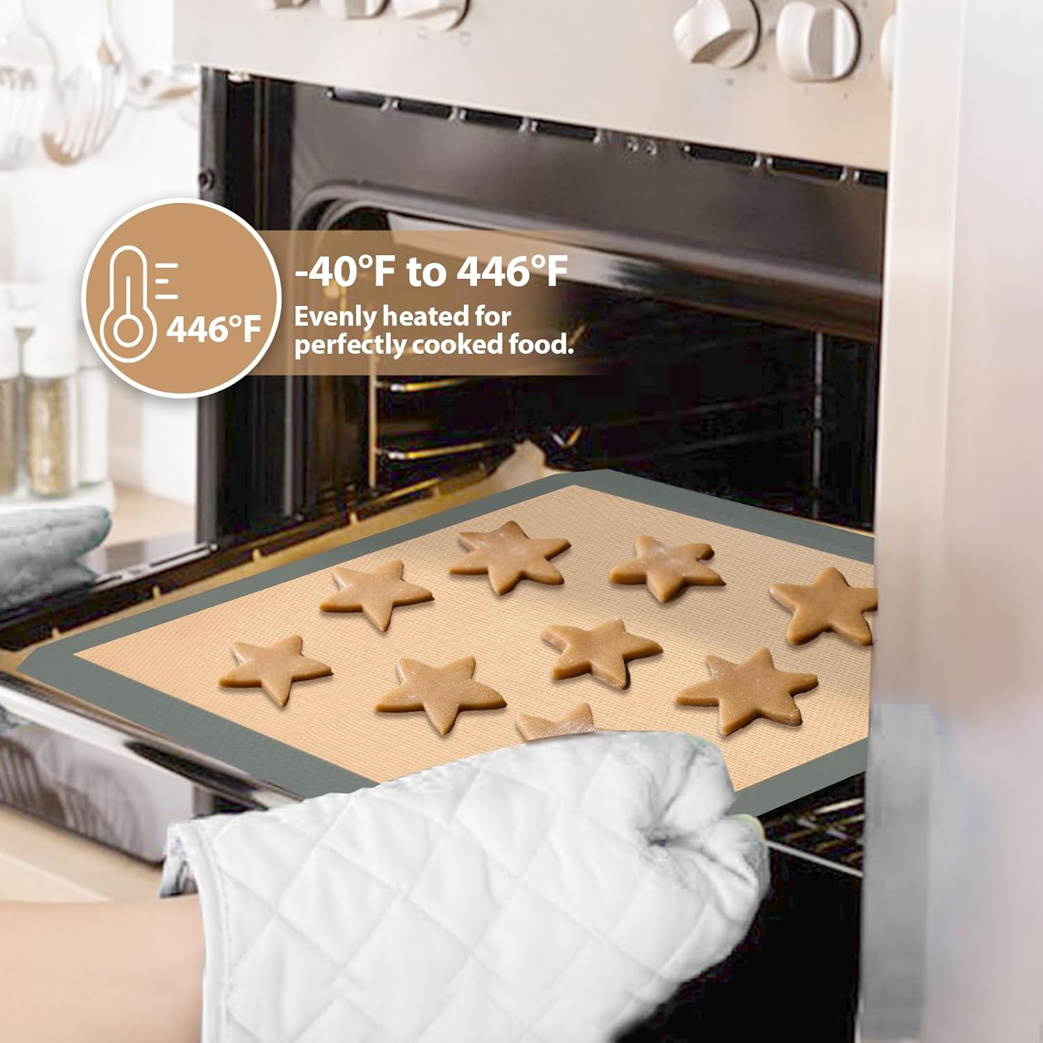 Skiennix Silicone Baking Mats - Non-Stick Baking Sheets for Cookies & Pastries | Set of 3, Grey
