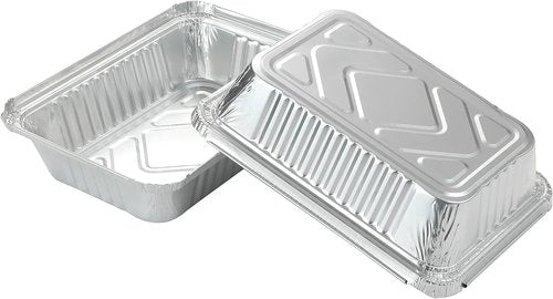 25-Pack Disposable Aluminum Foil Pans by [Brand Name] - Heavy-Duty Takeout Tins with Lids, 8.5x6.3”
