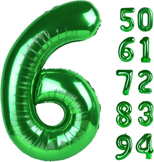 Green 6 Balloon | 40-Inch Number Balloon for 6th Birthday & St. Patrick's Day Decorations