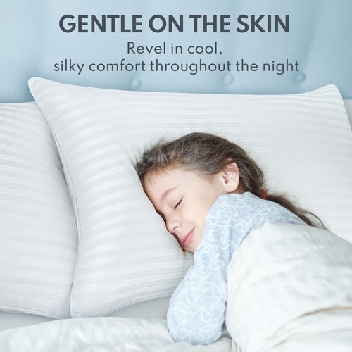 HEYCUZI Queen Size Bed Pillows - Breathable Down Alternative Pillows Set of 2 for Side, Back, and Stomach Sleepers Fluffy Cooling Hotel Quality Soft Microfiber Fill Premium Skin-Friendly
