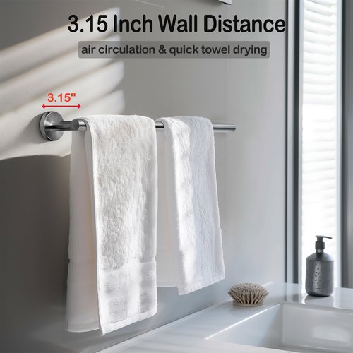 Bath Towel Bar, 20 Inch Towel Racks for Bathroom Wall Mounted, Heavy Duty Bathroom Towel Holder Organizer, Stainless Steel Modern Home Decor Towel Rod, Brushed Nickel