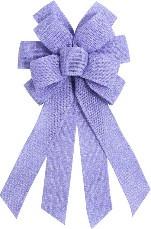 CHMOART Halloween Wreath Bow 20 x 11 Inches Mardi Gras Bows Purple Burlap Bow Carnival Holiday DIY Craft Bow Ornament Bow for Home Front Door Decorations