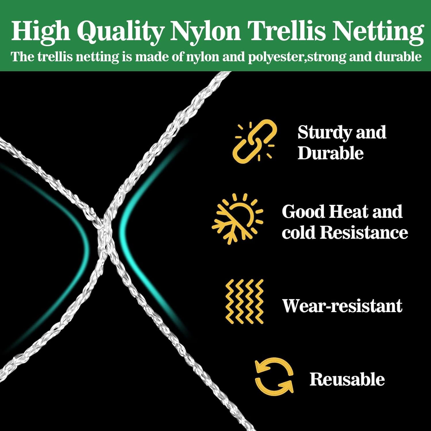 Sukh Garden Plant Trellis Netting - 5 x 15 Ft Polyester Mesh for Climbing Plants & Vines