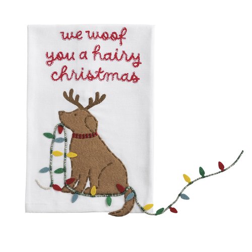 Mud Pie Christmas Hairy Christmas Dog Dangle Towel