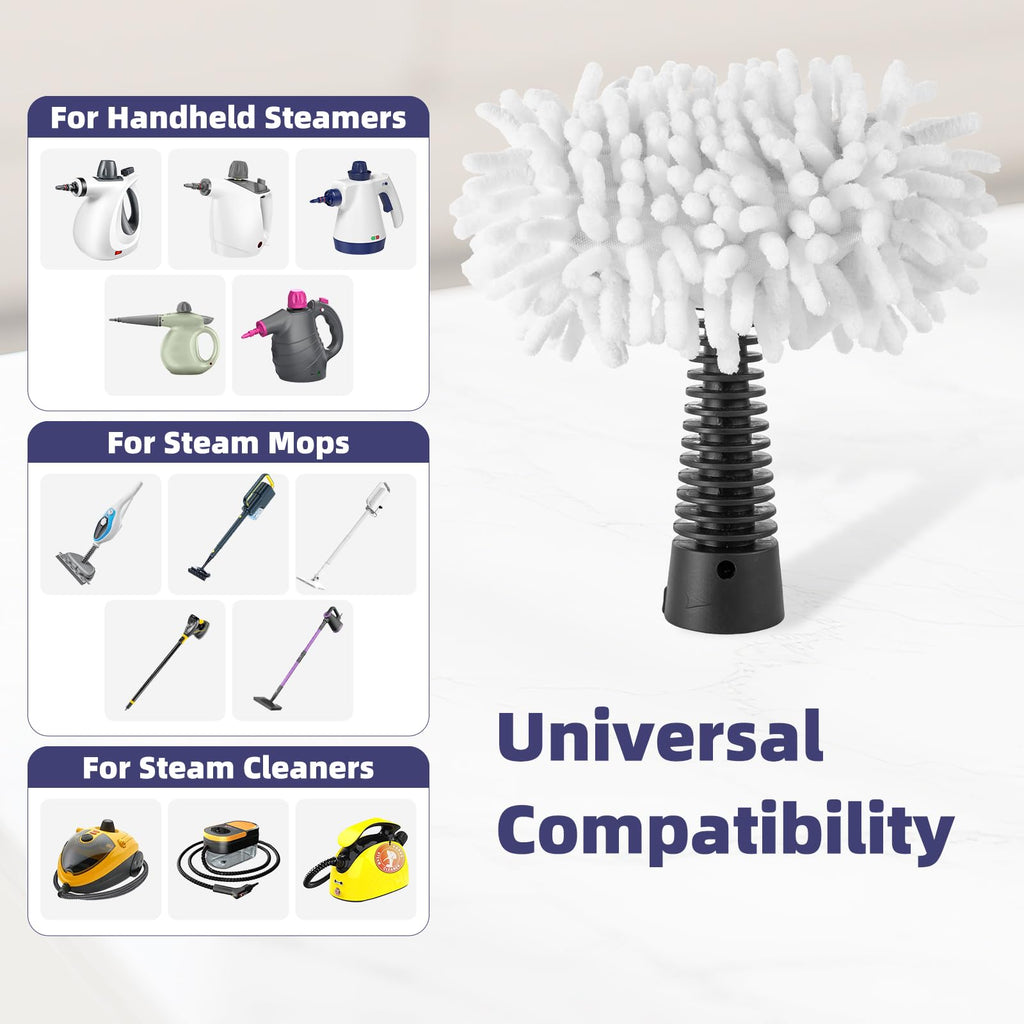 LOVECO 6 Pack Universal Steam Cleaner Accessories, Reusable Steam Shot Attachments, Steam Mop Pads, Handheld Steamer Washable Cloth- 3 Microfiber + 3 Coral Cloths + Laundry Bag