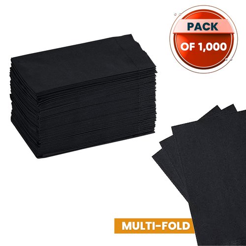 2 Ply Black Dinner Napkins-15" x 17" -1/8Fold - 125 Count (Pack of 8), Total 1000 Count